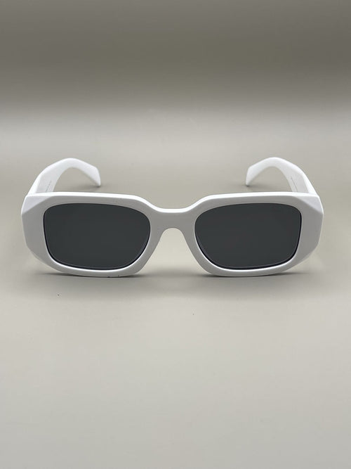 Luxury Rectangle Sunglasses – White & Silver / Unisex